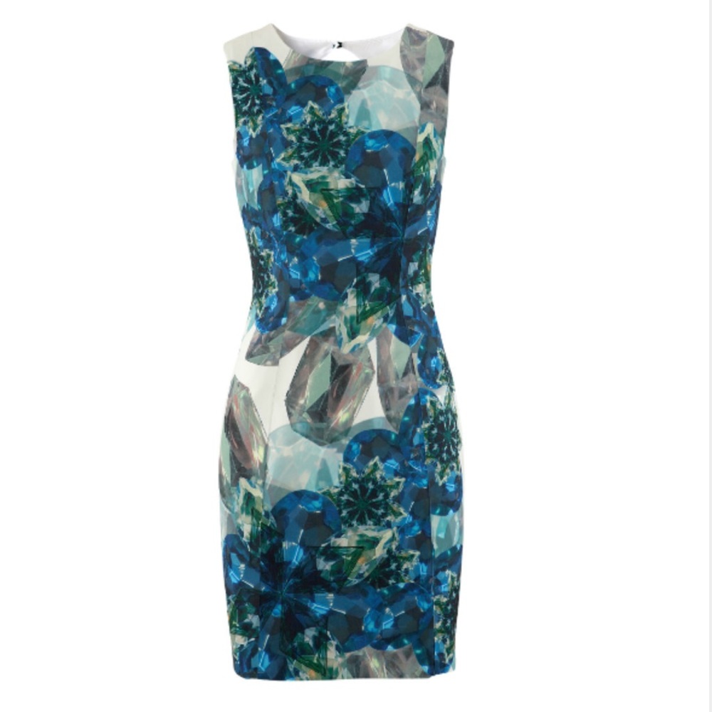 Stunning Blue, Teal, Green and White Shift Dress